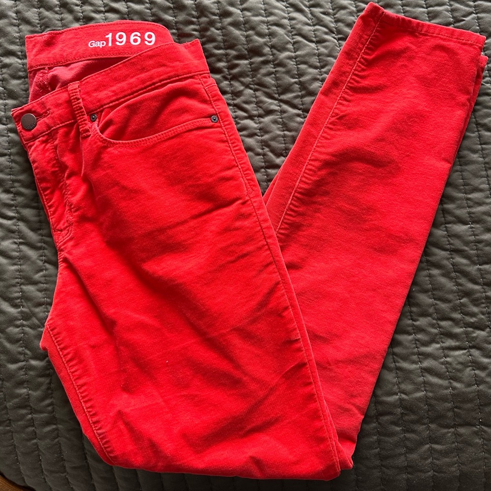 GAP bright orange/red corduroy skinny pant
